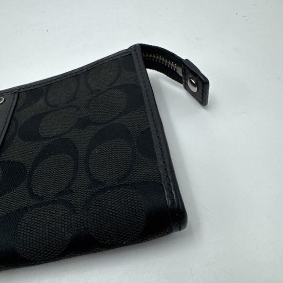 Coach Signature Accordion Zip Wallet Wristlet Black - Picture 4 of 9